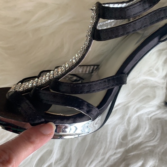 SUPER Me Black/Silver Jeweled Strappy Anklet Heels Platform Sandal SizeEU38 - Picture 12 of 13